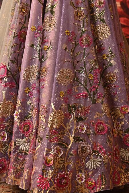 Buy_Moledro_Purple Organza, Brocade, Net Embroidery, Sequins, Irsa Anarkali With Dupatta _Online_at_Aza_Fashions