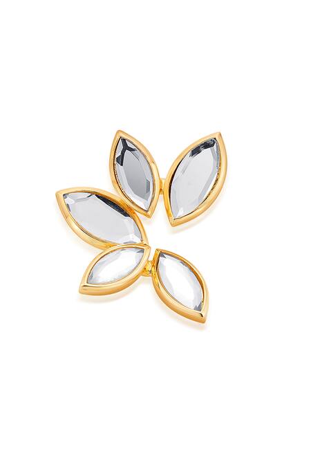 Isharya_White Mirror Marquise Stud Earrings _Online_at_Aza_Fashions