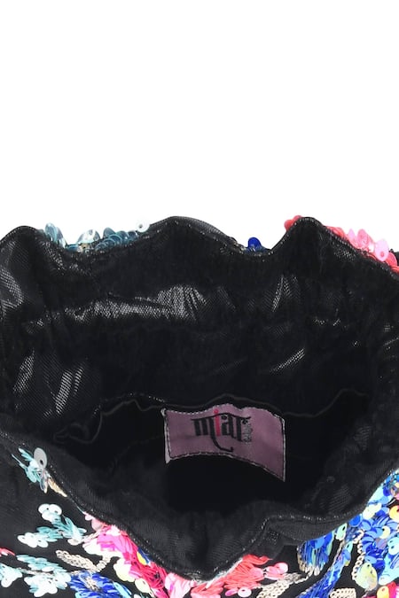 Miar Designs_Black Sequins Nadia Hand Embroidered Potli Bag_at_Aza_Fashions