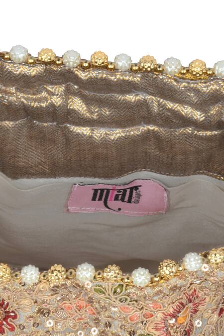Buy_Miar Designs_Gold 3d Sequins Trisha Embroidered Potli Bag_Online_at_Aza_Fashions