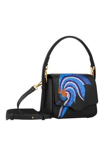 Buy_Aranyani_Black Embroidered Kedusa Flower Hand Bag_Online_at_Aza_Fashions