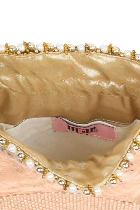 Buy_Miar Designs_Gold Mukaish And Pearl Work Ava Embroidered Potli Bag_Online_at_Aza_Fashions