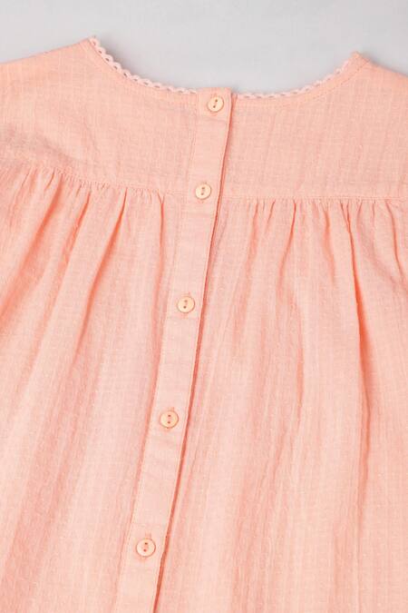 Shop_Byb Premium_Peach Denim Embroidery Cotton Top _Online_at_Aza_Fashions