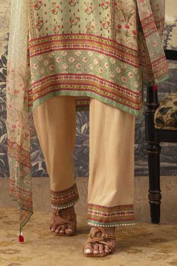 Kalista Green Crepe, Georgette Embroidery Zuri Floral Print Kurta Pant Set at Aza Fashions Kalista_Green Crepe, Georgette Embroidery Zuri Floral Print Kurta Pant Set _at_Aza_Fashions
