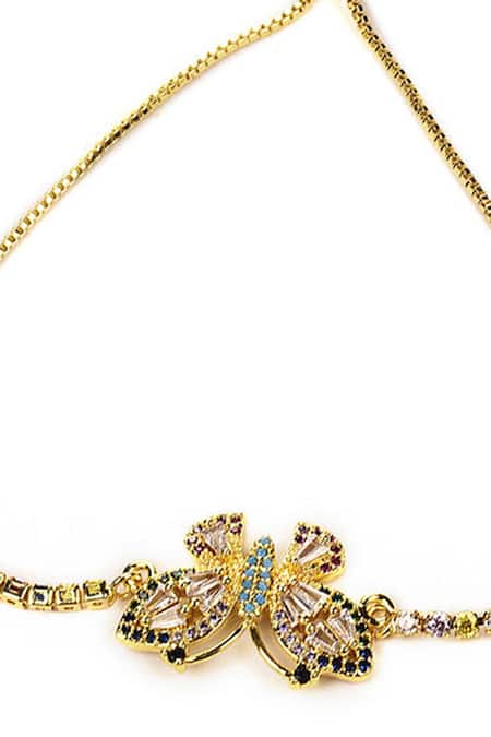 The Jewel Factor Multi Color Crystals Butterfly Charm Bracelet at Aza Fashions The Jewel Factor_Multi Color Crystals Butterfly Charm Bracelet_at_Aza_Fashions