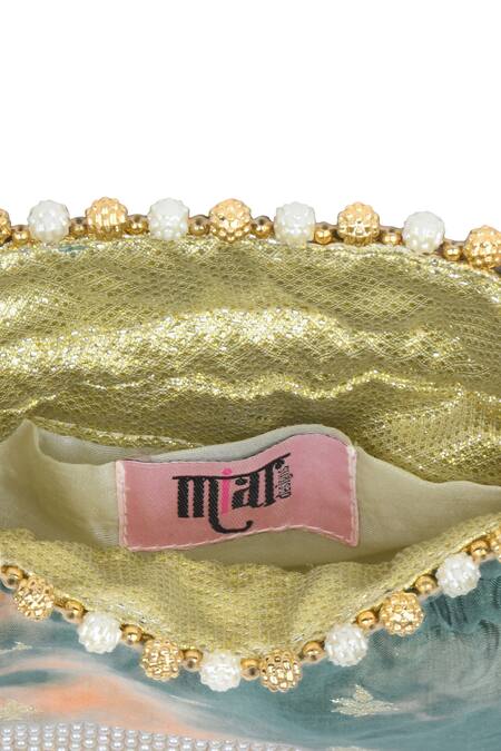 Miar Designs_Blue Tie Dye Mihika Tie-dyed Potli Bag_at_Aza_Fashions