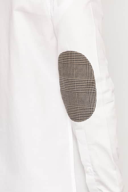 Lacquer Embassy White Cotton Satin Embroidery Antler Motif Shirt at Aza Fashions Lacquer Embassy_White Cotton Satin Embroidery Antler Motif Shirt _at_Aza_Fashions