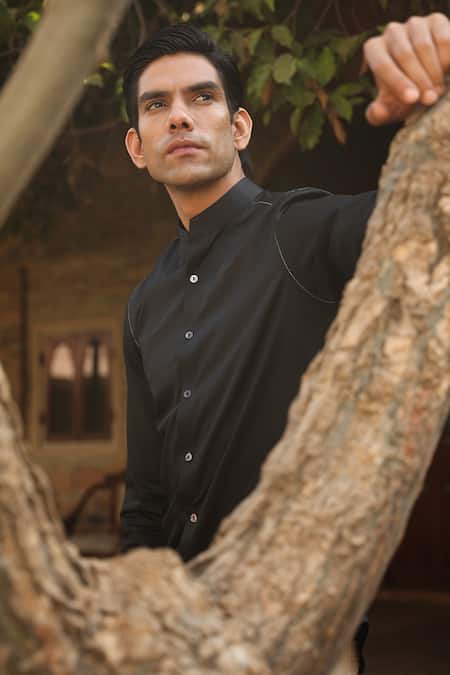 Raw & Rustic By Niti Bothra_White Cotton Embroidery Full Sleeve Handcrafted Shirt _at_Aza_Fashions