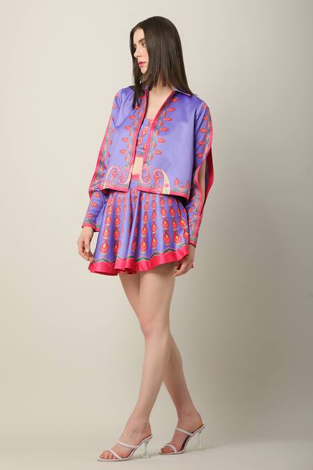 Shop Limerick By Abirr N' Nanki Multi Color Silk Embroidery Jace Printed Skirt Online at Aza Fashions Shop_Limerick By Abirr N' Nanki_Multi Color Silk Embroidery Jace Printed Skirt _Online_at_Aza_Fashions