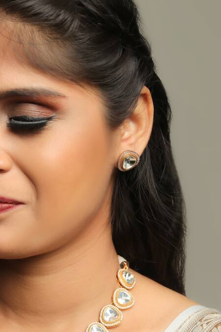 Ishhaara Multi Color Stones Kundan Embellished Necklace Set at Aza Fashions Ishhaara_Multi Color Stones Kundan Embellished Necklace Set _at_Aza_Fashions