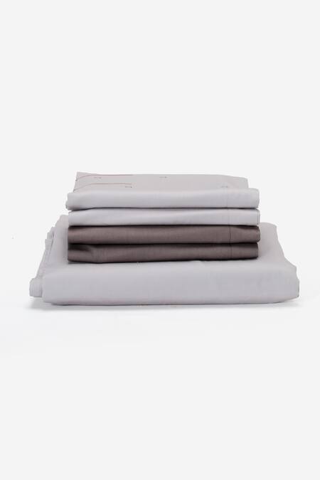 Kyoona_Grey 100% Cotton Print Golconda Memories Bedsheet Set_at_Aza_Fashions