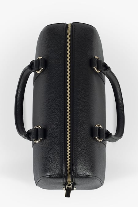 Tan & Loom_Black Textured Pebble Grain Leather Handbag_at_Aza_Fashions