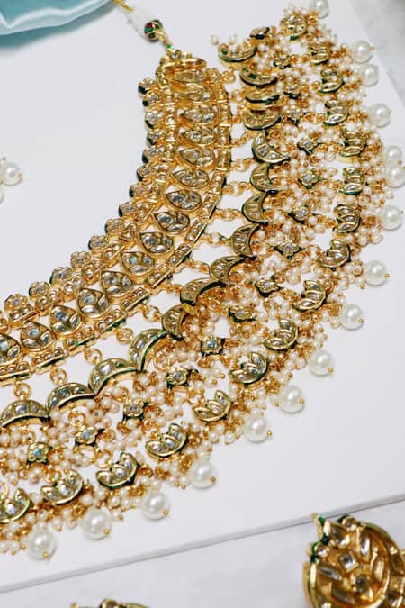 Ishhaara Multi Color Pearls, Diamonds Chand Choker Set at Aza Fashions Ishhaara_Multi Color Pearls, Diamonds Chand Choker Set _at_Aza_Fashions