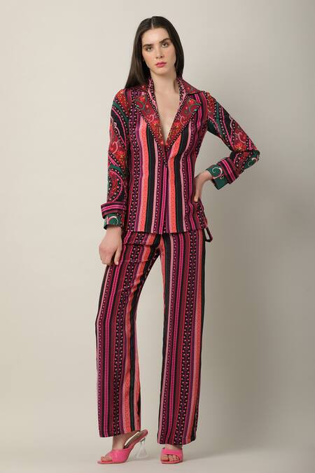 Buy_Limerick By Abirr N' Nanki_Multi Color Crepe Printed Linear Niro Pant  _Online_at_Aza_Fashions