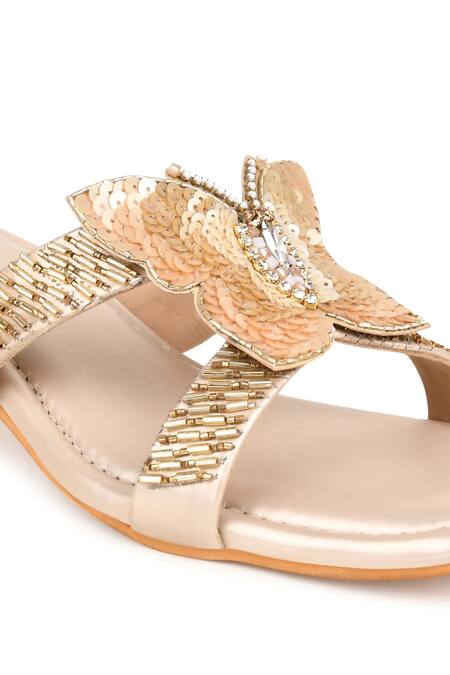 Kaltheos_Gold Embellished Luna Strappy Block Heel Sandals_at_Aza_Fashions