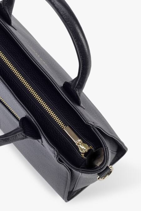 Tan & Loom Black Textured Leather Bag at Aza Fashions Tan & Loom_Black Textured Leather Bag _at_Aza_Fashions