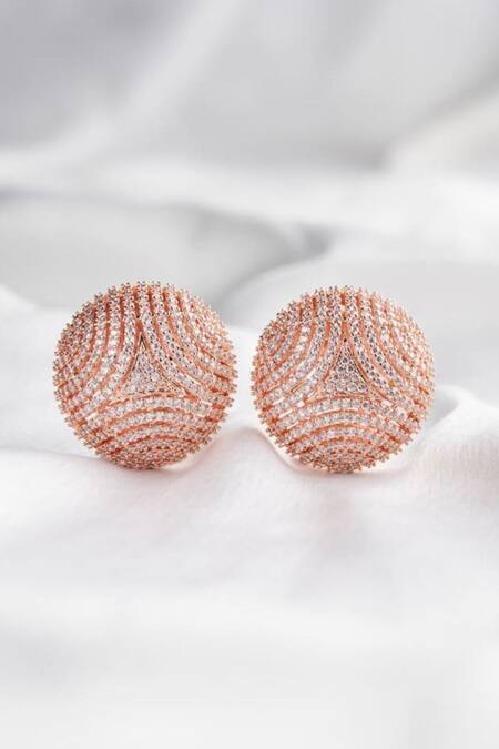 Shop_Mozaati_Red Stone Cleopatra Handcrafted Ear Studs _Online_at_Aza_Fashions