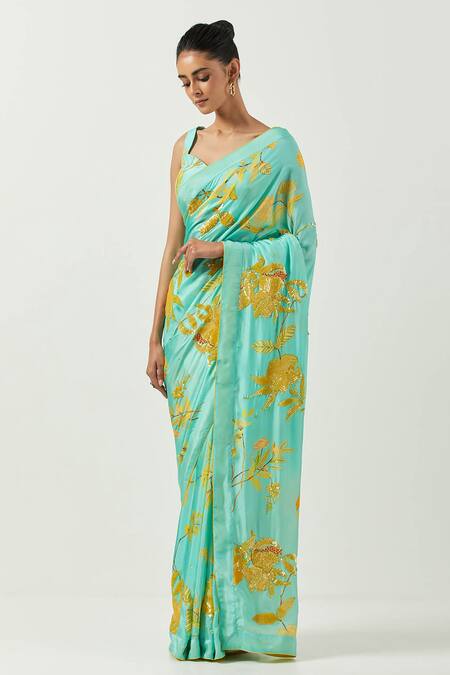 Sitara hand-embroidered silk saree