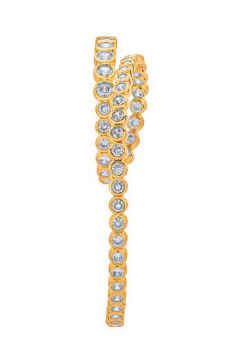 Isharya_White Cubic Zirconia Swirl Hoop Earrings_Online_at_Aza_Fashions