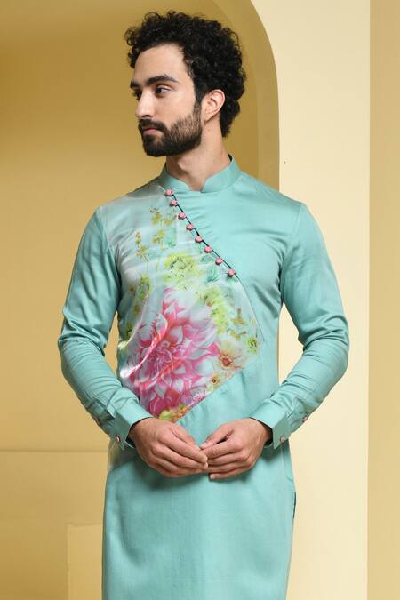 Kustomeyes_Green Cotton Kurta And Pant Set _at_Aza_Fashions