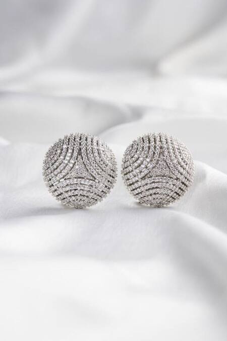 Shop_Mozaati_Silver Plated Stones Handcrafted Cleopatra Studded Earrings _Online_at_Aza_Fashions