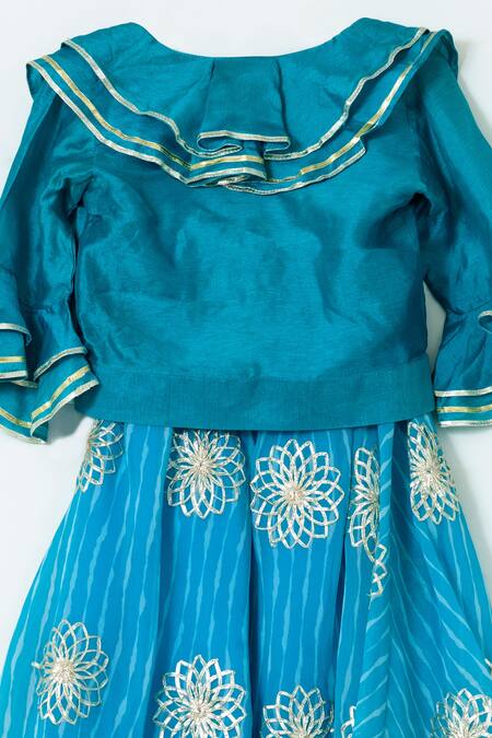 Shruti Jalan Blue Cotton, Georgette, Crepe Gota Patti, Embroidery Lehenga And Ruffled Shirt Set Online at Aza Fashions Shruti Jalan_Blue Cotton, Georgette, Crepe Gota Patti, Embroidery Lehenga And Ruffled Shirt Set _Online_at_Aza_Fashions