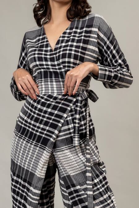 Doodlage Black Marla Checkered Jumpsuit at Aza Fashions Doodlage_Black Marla Checkered Jumpsuit_at_Aza_Fashions