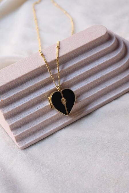 Anushka Jain Jewellery_Gold Plated Beloved Pendant Necklace_at_Aza_Fashions