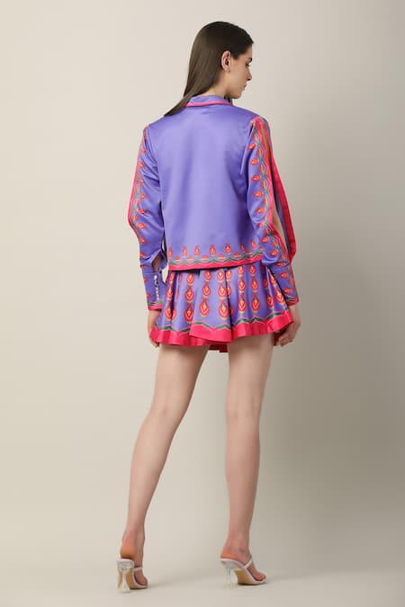 Shop Limerick By Abirr N' Nanki Multi Color Silk Embroidery Collared Jace Printed Jacket Online at Aza Fashions Shop_Limerick By Abirr N' Nanki_Multi Color Silk Embroidery Collared Jace Printed Jacket _Online_at_Aza_Fashions