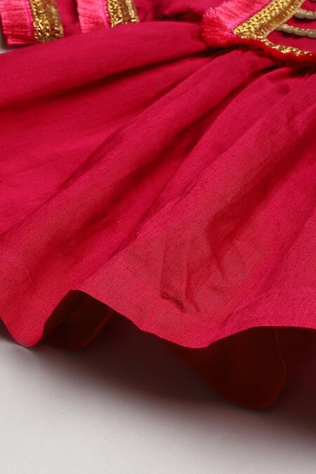 Byb Premium_Magenta Chanderi, Tulle Sequins Fringed Bodice Top Sharara Set _at_Aza_Fashions