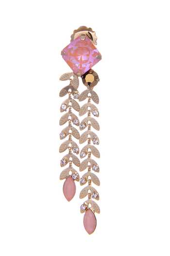 Shop_Ishhaara_Pink Stones Carved Leaves Dangler Earrings _Online_at_Aza_Fashions