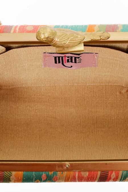 Shop_Miar Designs_Multi Color Stripe Pattern Kashi Chidiya Box Clutch_Online_at_Aza_Fashions