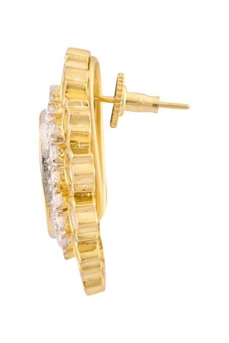 Moh-Maya by Disha Khatri_Gold Plated Diamonds, Stones Embellished Studs _at_Aza_Fashions