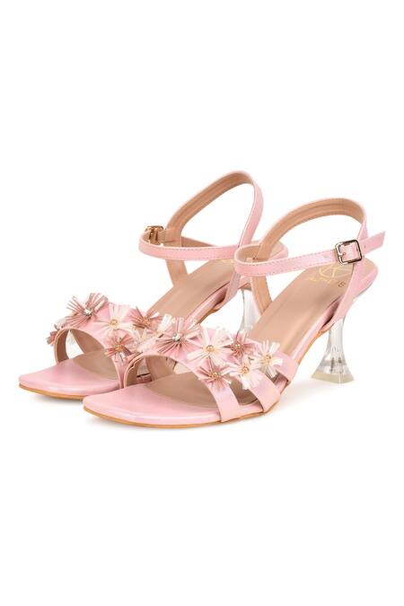 Kaltheos_Pink Embellished Thea Square Toe Heels_at_Aza_Fashions