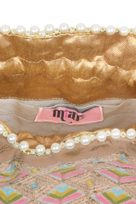 Shop_Miar Designs_Pink Embroidery Oorja Geometric Potli Bag_Online_at_Aza_Fashions