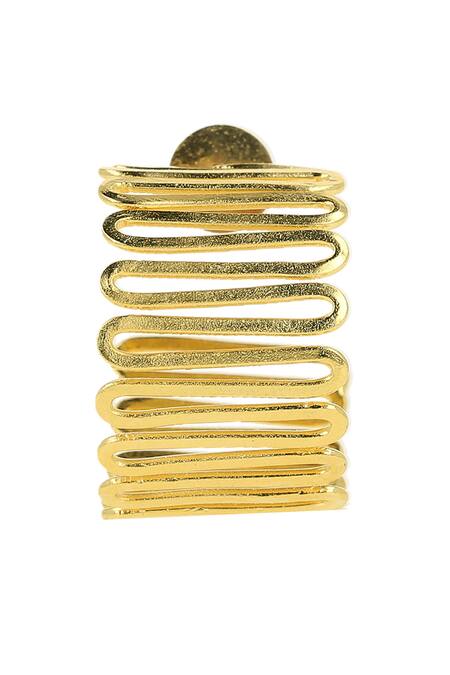 Ishhaara Gold Plated Zig Zag Pattern Hoops at Aza Fashions Ishhaara_Gold Plated Zig Zag Pattern Hoops _at_Aza_Fashions