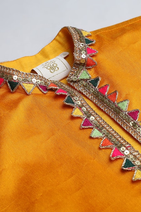 Shop_Byb Premium_Yellow Silk, Sequins, Embellished Kurta And Bundi Set _Online_at_Aza_Fashions