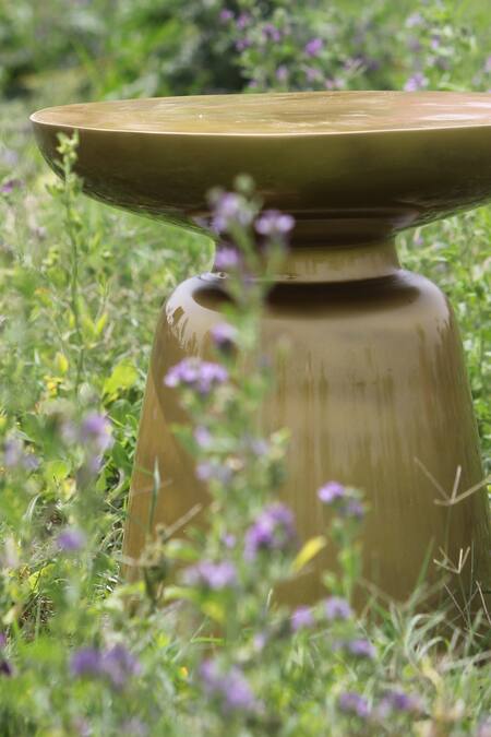 Kaksh Studio_Gold Aluminium Indiana Peg Table_at_Aza_Fashions