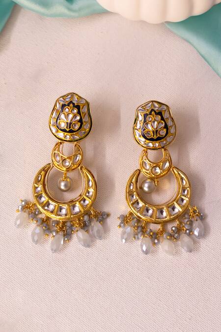 Ishhaara Blue Stones, Beads Drop Chandbalis at Aza Fashions Ishhaara_Blue Stones, Beads Drop Chandbalis _at_Aza_Fashions