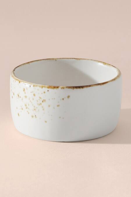 Table Manners_Off White Porcelain Splatter Dessert Bowl 3 Pcs Set_at_Aza_Fashions