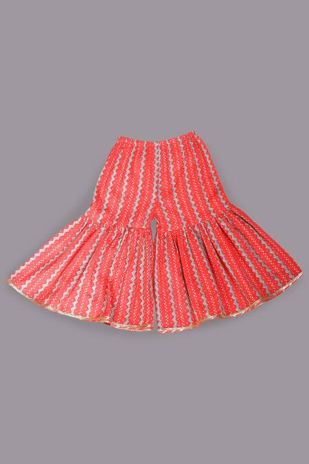 Shop Pankhuri By Priyanka Red Cotton Gota Patti Patola Print Kurta Gharara Set Online at Aza Fashions Shop_Pankhuri By Priyanka_Red Cotton Gota Patti Patola Print Kurta Gharara Set _Online_at_Aza_Fashions