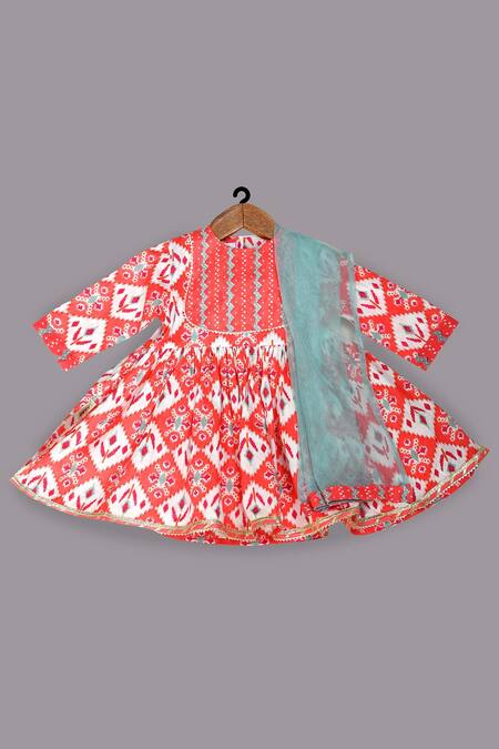 Pankhuri By Priyanka Red Cotton Gota Patti Patola Print Kurta Gharara Set Online at Aza Fashions Pankhuri By Priyanka_Red Cotton Gota Patti Patola Print Kurta Gharara Set _Online_at_Aza_Fashions