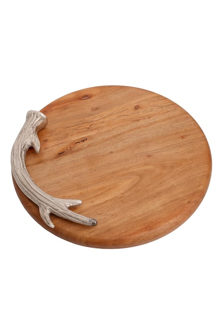 Buy_H2h_Brown Wood Antler Detailing Design Serving Board_Online_at_Aza_Fashions