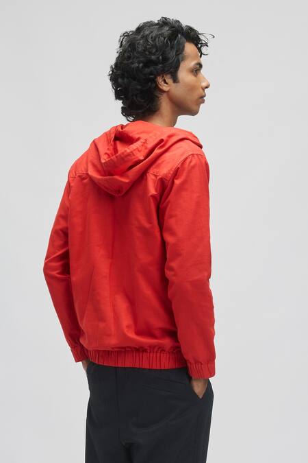 Shop Terra Luna Green Organic Handloom Oxford Cotton Callisto Zip Up Hoodie at Aza Fashions Shop_Terra Luna_Green Organic Handloom Oxford Cotton Callisto Zip Up Hoodie_at_Aza_Fashions