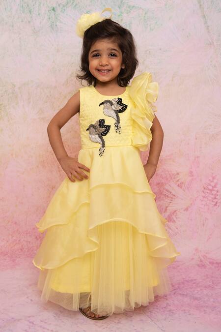 Lil Angels Yellow Organza, Net Sequins, Beads Embroidered Gown Online at Aza Fashions Lil Angels_Yellow Organza, Net Sequins, Beads Embroidered Gown _Online_at_Aza_Fashions