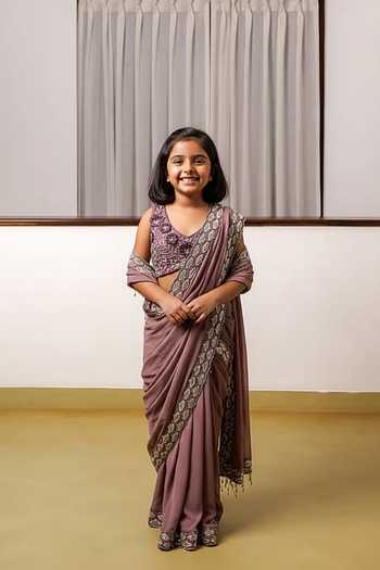 Rimple Agrawal Sequin Embroidered Saree With Blouse For Kids