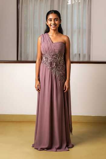 Rimple Agrawal 3D Floral Embroidered Draped Gown For Kids