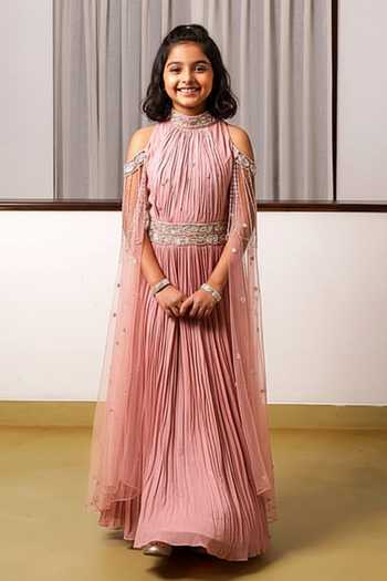Rimple Agrawal Sequin Embroidered Pleated Gown For Kids