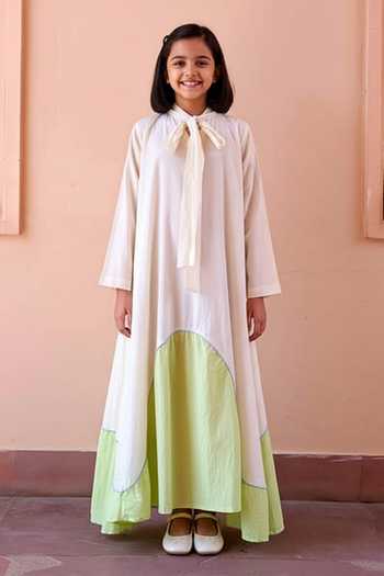 OurDve Ruby Color Block Dress For Kids
