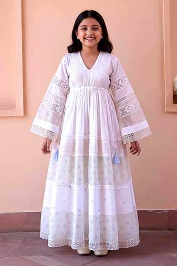 OurDve Lucy Lace Panelled Dress For Kids